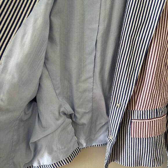 Brooks Brothers Striped Color Blocked Seersucker Blazer Preppy Size 4 - Picture 7 of 10
